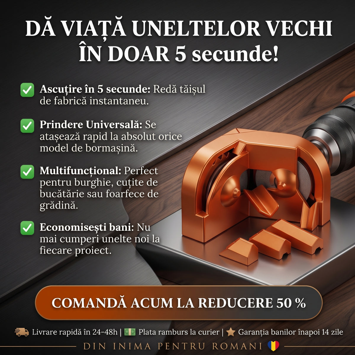 Ascuțitorul Meșterul Român™ ⭐ | Ascuțitorul Universal pentru Orice Gospodărie