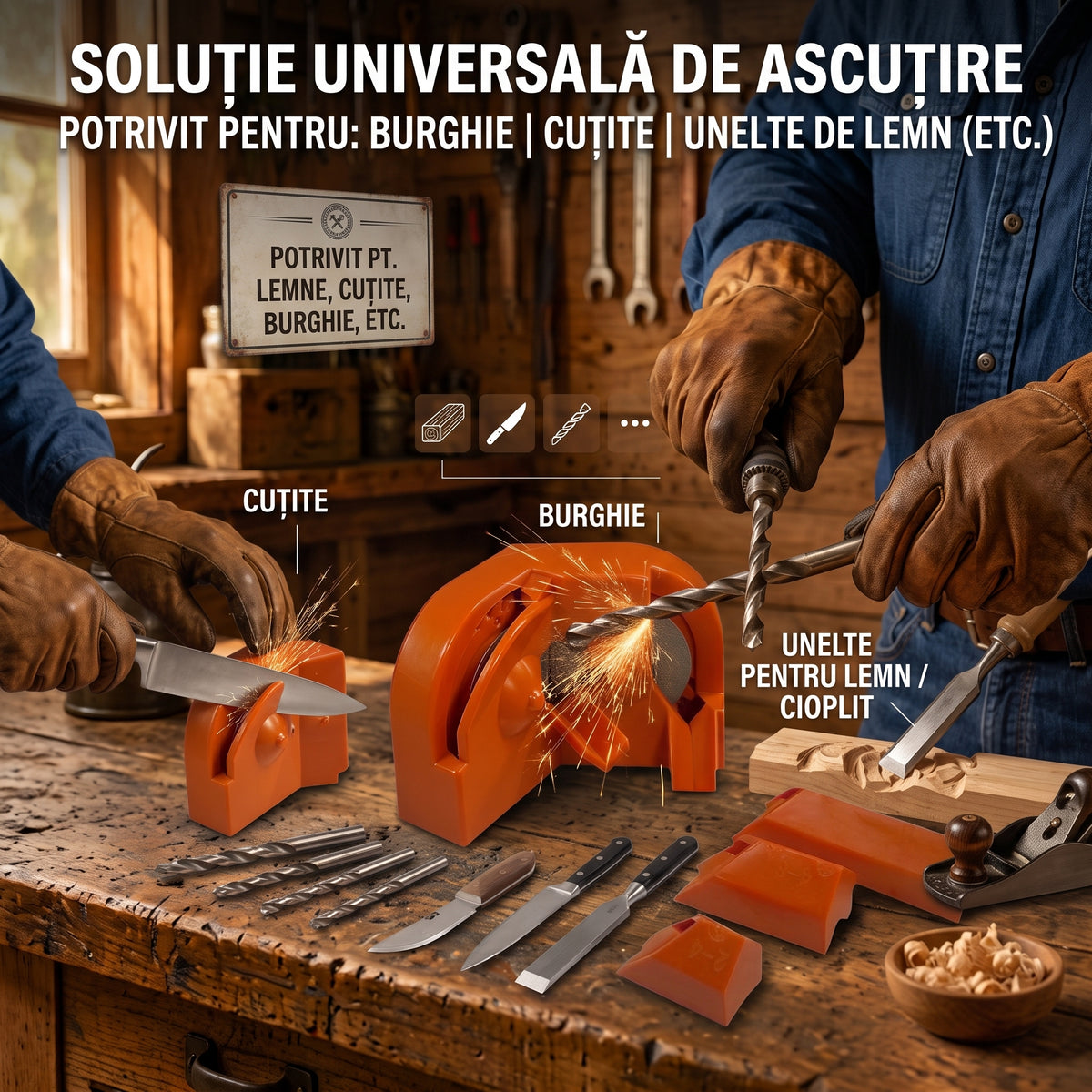 Ascuțitorul Meșterul Român™ ⭐ | Ascuțitorul Universal pentru Orice Gospodărie
