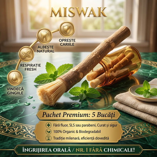 Miswak™ – Set de 5 Periuțe de Dinți Naturale pentru Igiena Orală