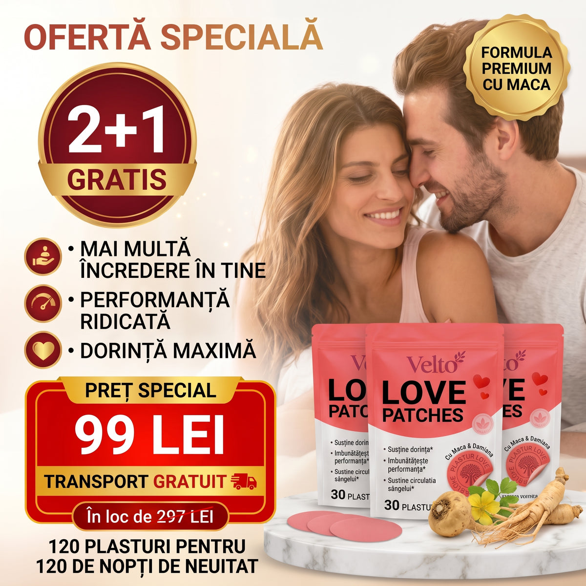 Set 30 plasturi Velto Ignite-Formulă Premium pentru Cupluri